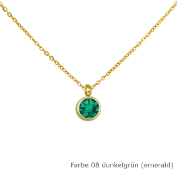 Kette gold mit einem runden Stein in einer Farbe Deiner Wahl Edelstahl