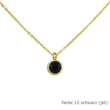 Kette gold mit einem runden Stein in einer Farbe Deiner Wahl Edelstahl