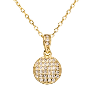 Kette 925 Silber rund Zirkonia - gold