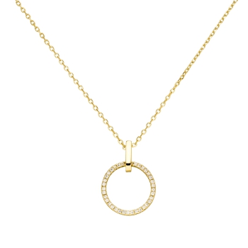 Kette 925 Silber Kreis Zirkonia - gold