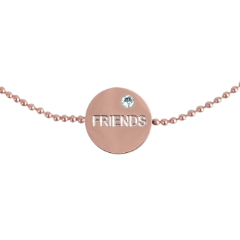 Armband mit Scheibe - Friends an Kugelkette Edelstahl rosé