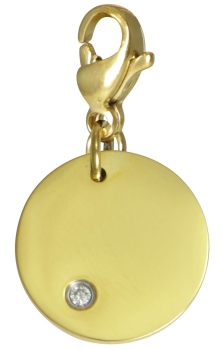 Charm Cosmopolitan Plättchen mit einem Stein Edelstahl Gold