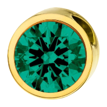 PURE-Anhänger rund, 6mm, mit einem Stein in einer Farbe deiner Wahl, aus Edelstahl - gold