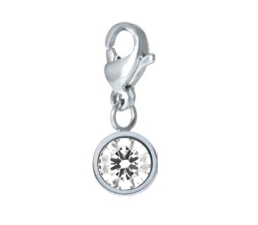 Charm Cosmopolitan Edelstahl rund mit wählbarem Stein