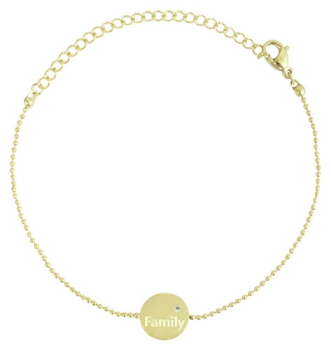 Armband mit Scheibe - Family an Kugelkette gold