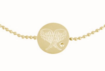 Armband mit Scheibe - Engelsflügel an Kugelkette gold