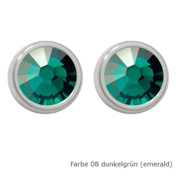 Ohrstecker mit einem runden Stein in einer Farbe Deiner Wahl Edelstahl