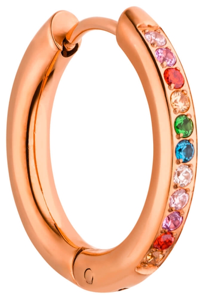 Creole Hawaii rund poliert 20mm Zirkonia - Regenbogen Edelstahl - rosé