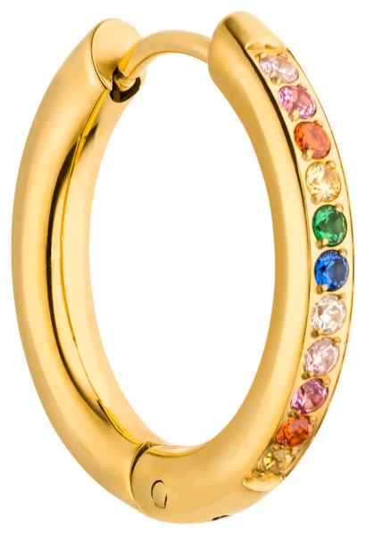 Creole Hawaii rund poliert 20mm Zirkonia - Regenbogen Edelstahl - gold