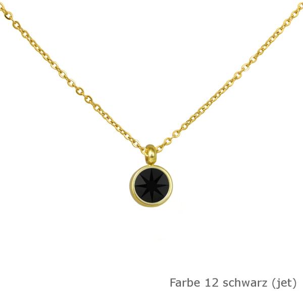 Kette gold mit einem runden Stein in einer Farbe Deiner Wahl Edelstahl