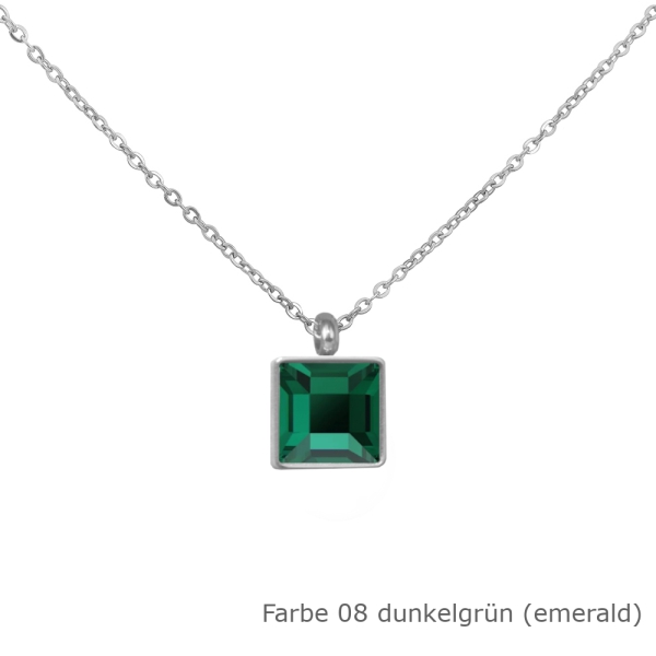 Kette mit einem eckigen Stein in einer Farbe Deiner Wahl Edelstahl