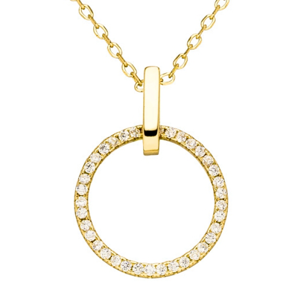 Kette 925 Silber Kreis Zirkonia - gold