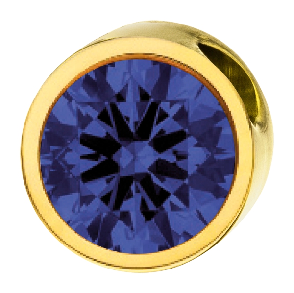 PURE-Anhänger rund, 6mm, mit einem Stein in einer Farbe deiner Wahl, aus Edelstahl - gold