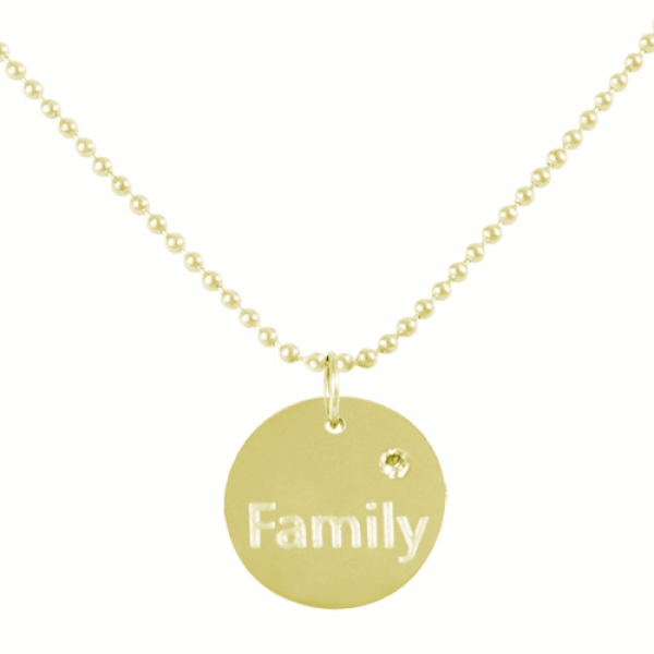 Kette mit Scheibe - Familiy an Kugelkette gold